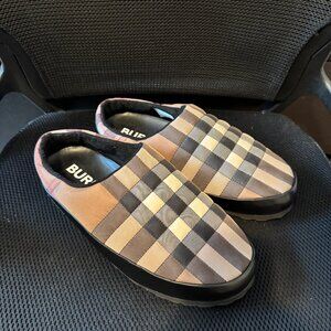 Burberry Men’s Check Slip-On Sneakers – Size 10 – Beige/Black